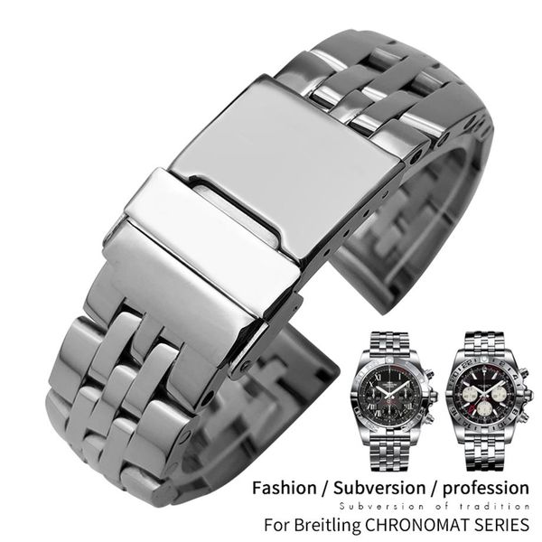 

22mm 24mm 316l stainless steel bracelets watch band suitable for breitling pilot superocean avenger silver strap men 2631, Black;brown