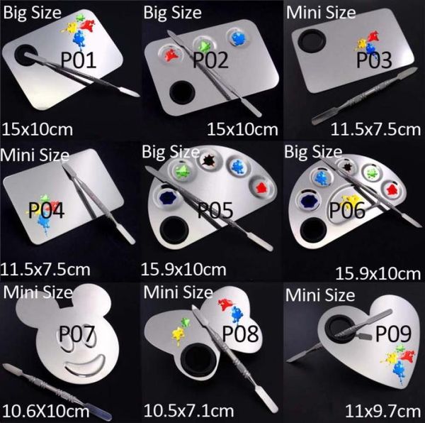 

stainless steel paint palette color tray mixing rod spatula set for nail art paint supply school supplies watercolor oil painting 1732866