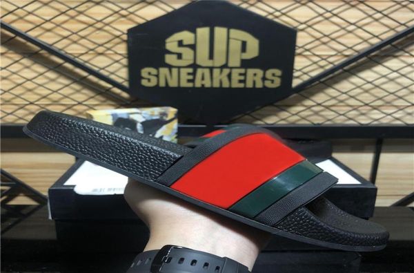 

designer men women slippers rubber slides sandal flat blooms strawberry tiger bees green red white shoes beach outdoor massage flo2706971, Black
