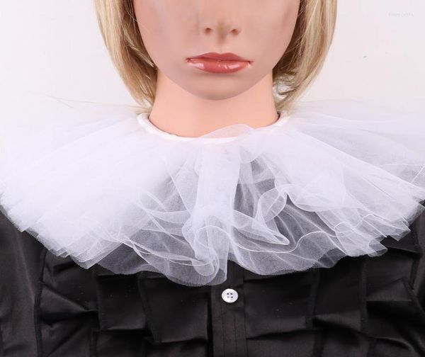 

bow ties clown collar womens victorian fake decorative neck ruffled mesh choker vintage detachable sweater shirt fier226085153, Black;gray