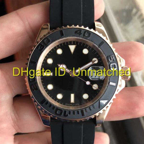 

luxury watch rubber starp ceramic bezel automatic mechinacal 116655 rose gold black dial wristwatch limited edition business mens 352z, Slivery;brown