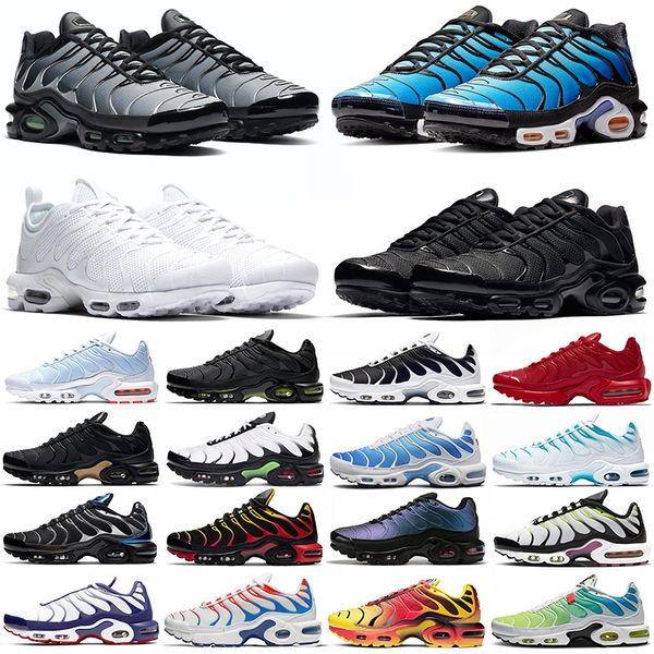 

2021 tn plus running shoes men women trainers triple black white sunset hyper blue university red oreo mens sports chaussure sneakers size 3