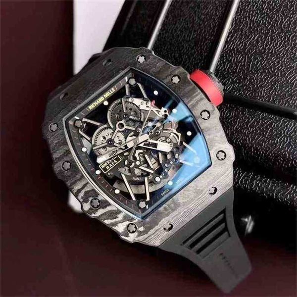 

mill watch for richas mens mechanical luxurys watches rm35-02 swiss automatic mechanical movement sapphire mirror imported rubber strap swis, Slivery;black