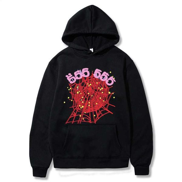

2023 autumn and winter printing hoodies men women harajuku hip hop streetwear sweatshirts spider web pullover hoodies, Black