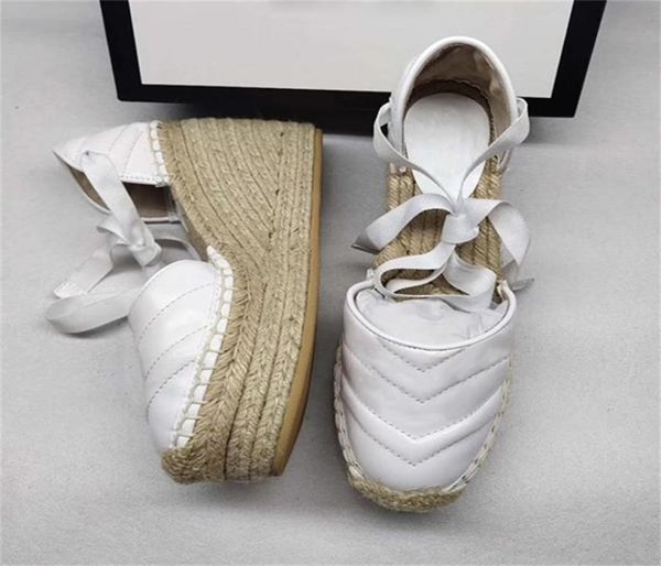 

women039s leather wedge platform canvas sandals fashion grosgrain rope platform sandals calfskin canvas high heels8710486, Black