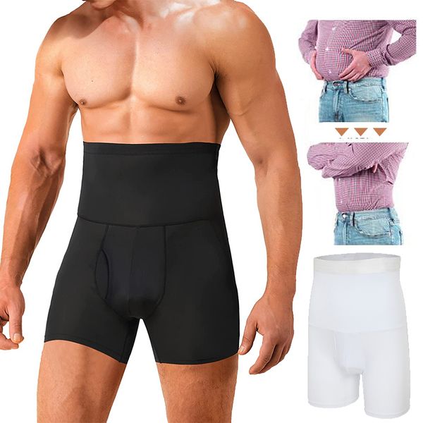 

men's tracksuits men high waist tummy control body shaper plus size shapewear shorts slimming trainer shaping panties compression under, Gray