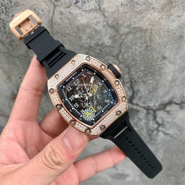 

luxury milles milles watch men's most expensive mantian star watch leisure fashion bucket type large dial calendar hollow out mechanica, Slivery;black