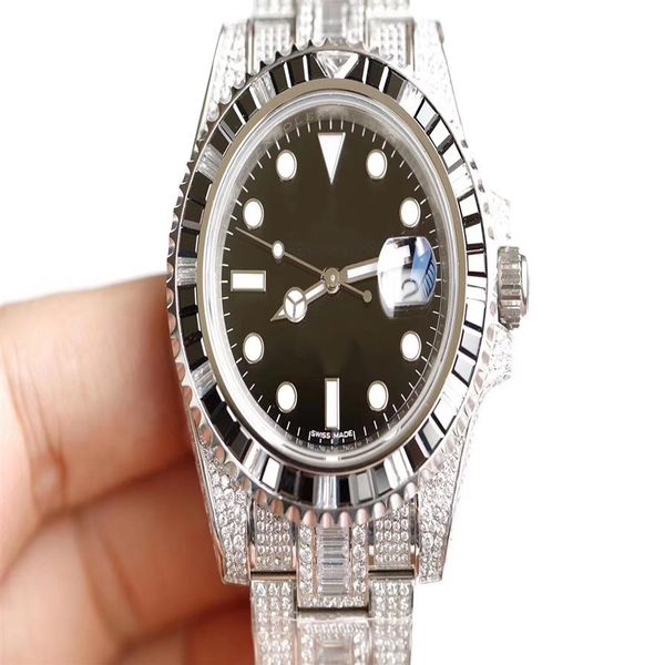 

diamond watch 904l 40mm one-way rotation outer ring 3135 automatic mechanical movement watches calendar display designer watches303c, Slivery;brown