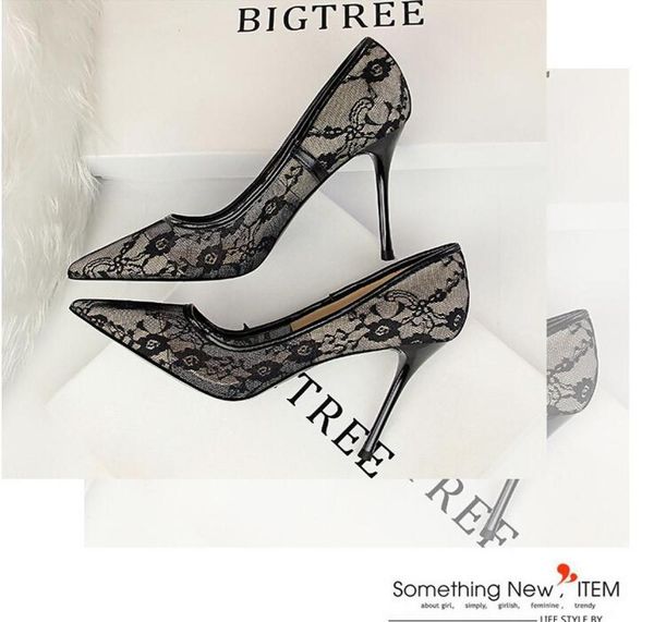 

2021 new arrival girls lace high heels pumps women039s fashion autumn outdoor thin heel shoes night club red black pumps s1422981