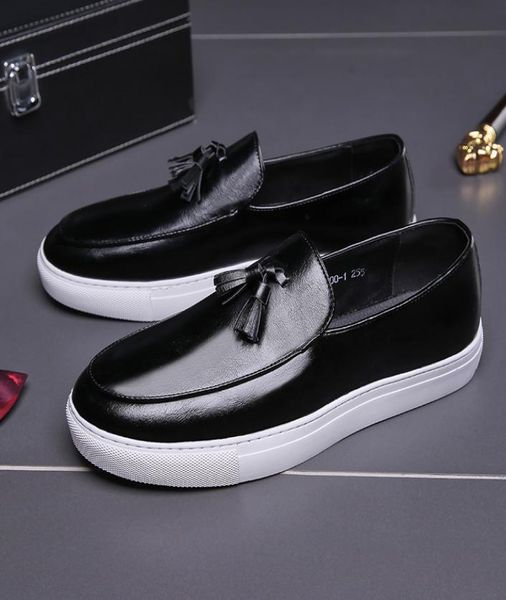 

new loafers men shoes pu solid color classic moccasin man business casual party outdoor retro tassel fashion casual shoes cp0942789785, Black