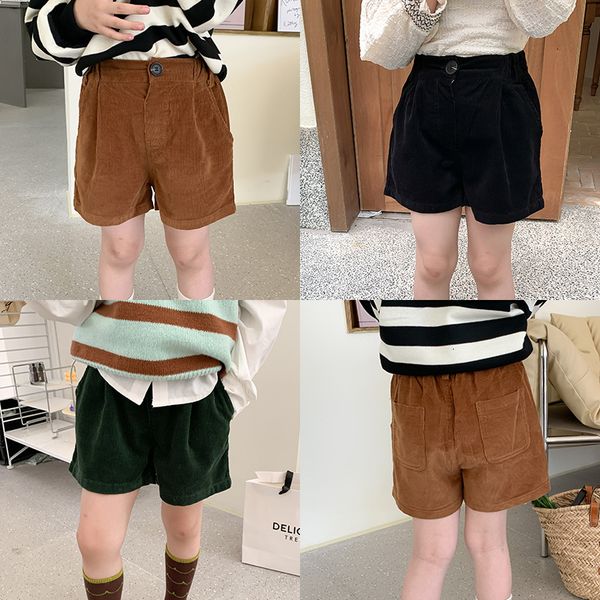 

shorts autumn girls boys casual corduroy baby kids children cool 230420, Black