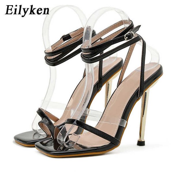 

women gladiator sandals shoes ankle strap metal high heels sandals summer party dress shoes buckle pumps 230306, Black