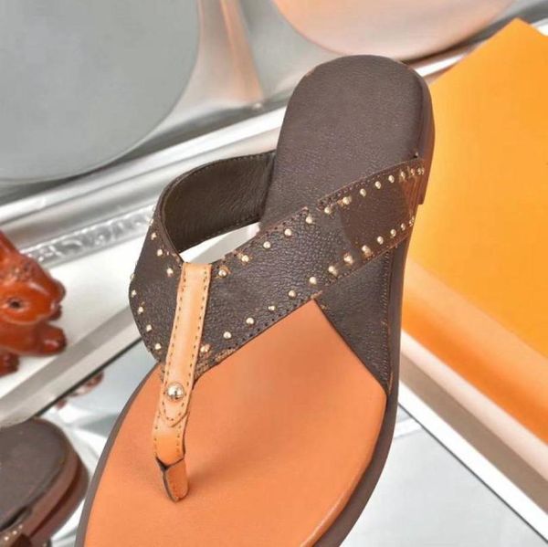 

women leather flat slippers stud thong slide sandal designer lady canvas straps rubber sole flip flop9427391, Black