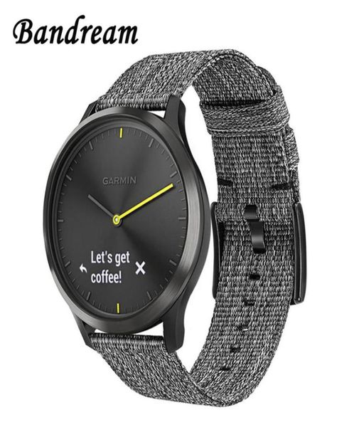 

canvas nylon watchband for garmin vivoactive 4 4s venu luxe style vivomove 3 3s hr quick release strap watch band9637923, Black;brown