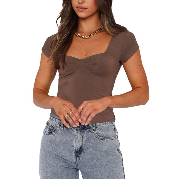 

women's t-shirt women t-shirts summer short sleeve round neck print casual crop clothing 230419, White