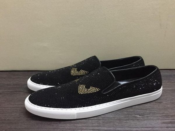 

new italy style fashion skull dress wedding shoes black diamond rhinestones spikes men nonslip round toe casual loafers rivets fl1496754