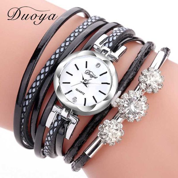 

wristwatches duoya brand bracelet watches for women luxury silver crystal clock quartz watch fashion ladies vintage creative wristwatches w0, Slivery;brown