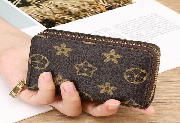 

luxury designer short wallets womens zipper brown flower wallet canvas leather check plaid wallet card holder designers purse with2750024, Red;black