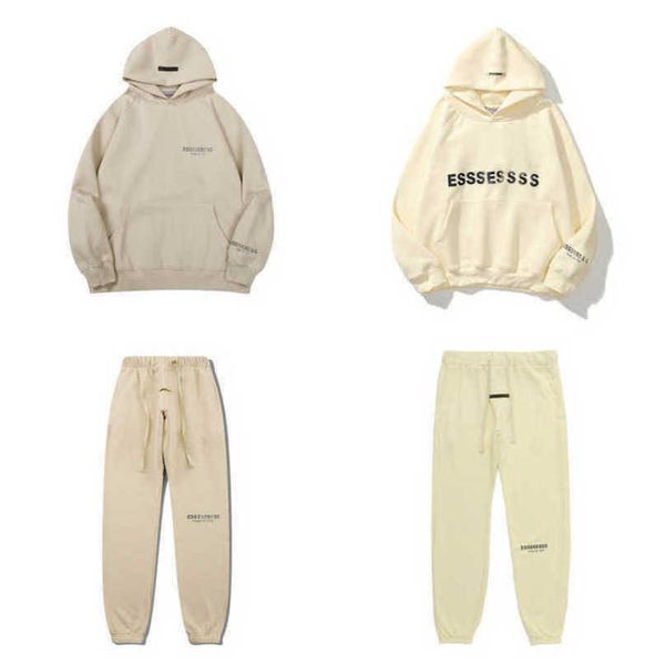 

men's fashion luxury sweatshirts essss ential tracksuits letter hoodies men women sportswear hooded pant coat sweater pullover couple, Black