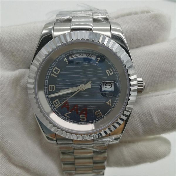 

2019 new mens watch yellow gold stainless steel strap watch daydate automatic movement mens watches234a, Slivery;brown