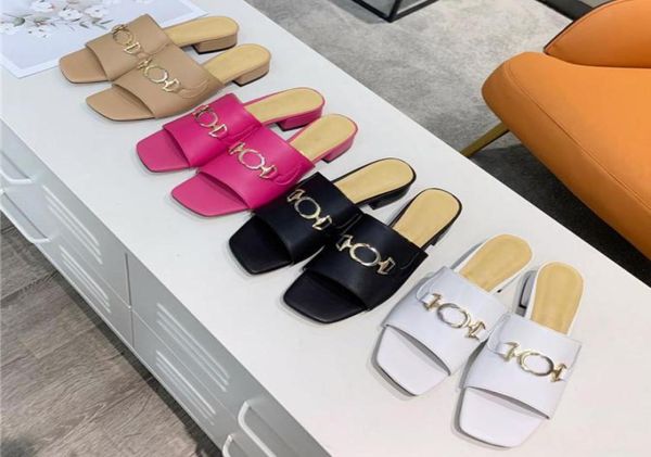 

luxurys designers slippers buckle squaretoe women039s summer fashion solid genuine leather slides size 35424109833, Black