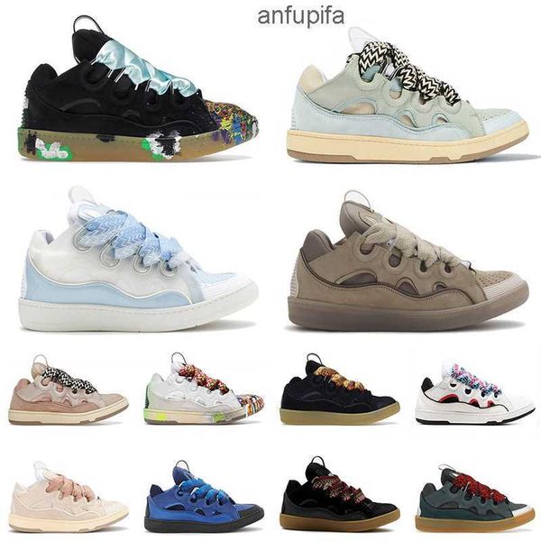 

lanvins casual shoes original og designer sneakers 90s classic leather curb lanivn calfskin stripe stretch cotton low lanivns rubber mens wo, Black