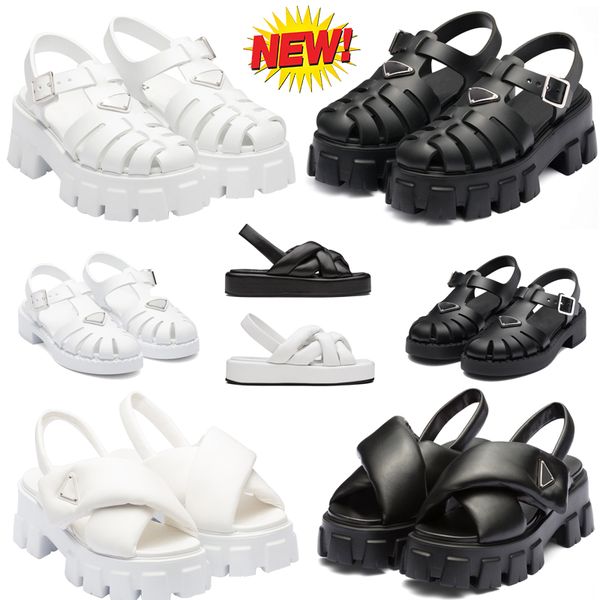 

women foam designer rubber sandals summer slides metal triangle logo sandal retro beach loafers round toe sandas size 35-40, Black