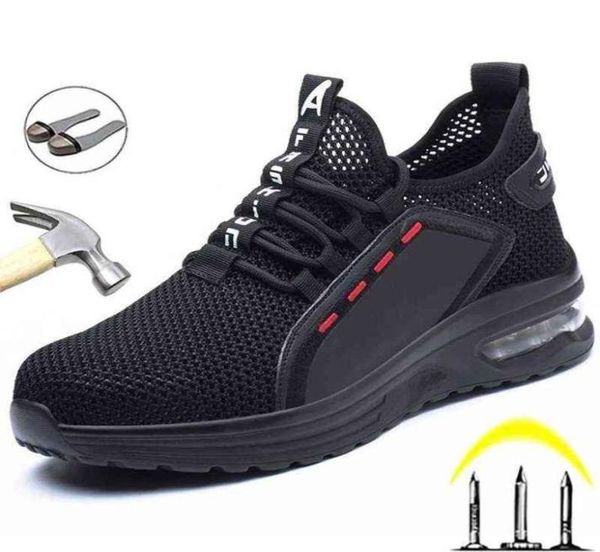 

breathable men work safety shoes antismashing steel toe cap working boots construction indestructible work sneakers men shoes 2202932498, Black;brown