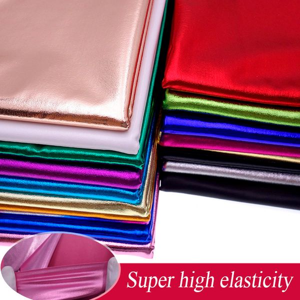 

fabric stretch spandex fabric material shiny gold foil bronzing pu glossy leather fabric for diy stage cosplay costume dress 50150cm 230419, Black;white