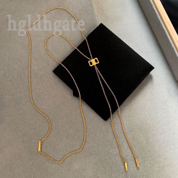

chic plated gold designer necklace couple pendant necklaces women chains brass charms elegant letter long adjustable trend luxury necklaces, Silver