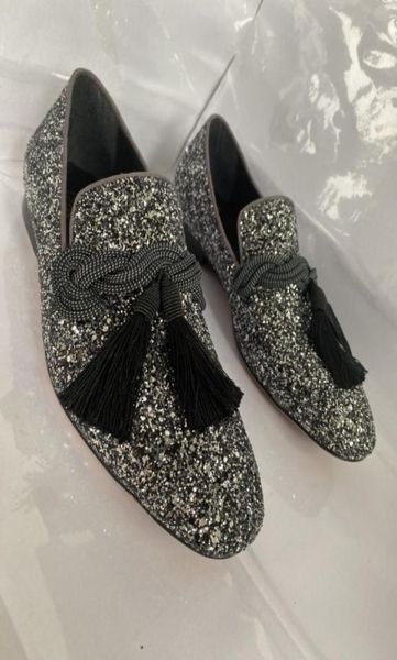 

shinny glitter men casual shoes flat heel fashion desinger loafers driving boats3490394, Black
