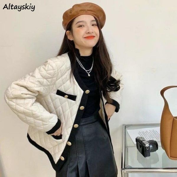 

leather short style parkas women patchwork aesthetic classy korean version winter oneck sweet classic trendy temperament clothes preppy, Black