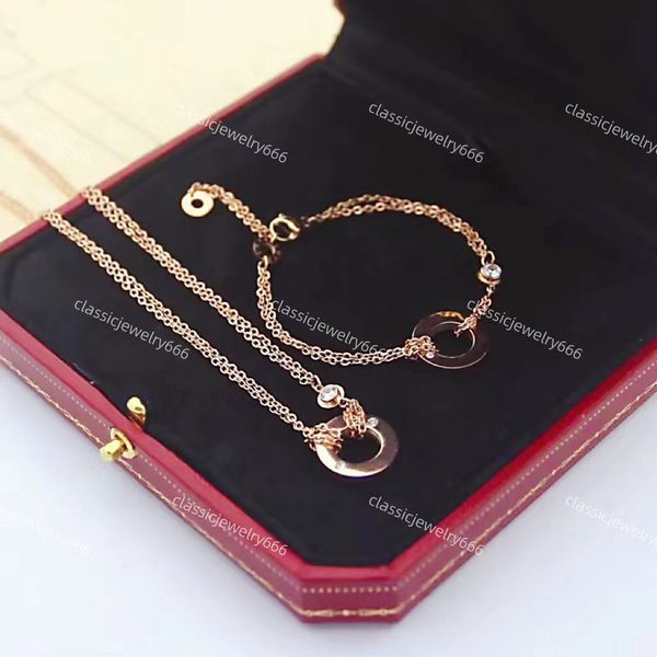 

fashion classic designer bracelet necklace set love luxury pendant necklace 18k gold jewelry 316 stainless steel holiday gift box, Silver