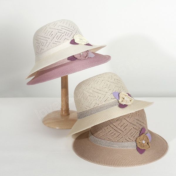 

women hats summer girls bowknot ribbon sun hats outdoor ladies panama caps sun protection wide brim caps fashion, Blue;gray