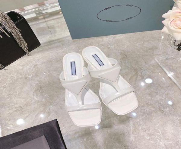 

2021 quality luxury slippers dress love women039s high heel square shoes is a must for girls in summerincluding boxes and 1014942, Black
