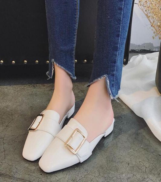 

spring summer women designer loafers fashion casual buckles women slippers summer outdoor women designer scuffs7943407, Black