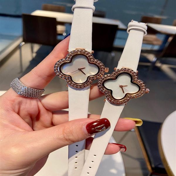 

fashion brand watches women girl flowers crystal style leather strap wrist watch va01290i, Slivery;brown
