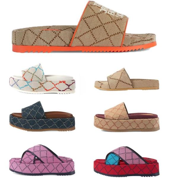 

2022 new stylist woman men slipper platform sandals embroidered alphabet slippers summer beach slides fashion thick bottom scuffs 2608125, Black