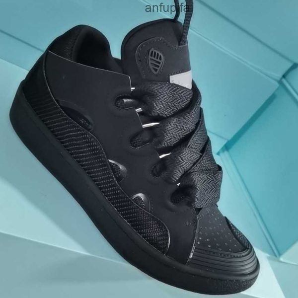 

lanvins designer sneaker mesh woven lace-up shoes style 90s extraordinary sneaker embossed leather curb sneakers fashion mens womens in napp, Black