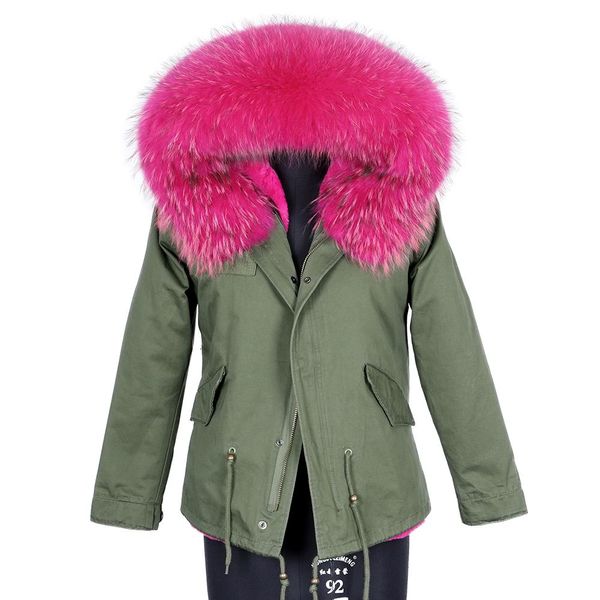 

fur maomaokong 2020 new real raccoon fur collar autumn and winter women's jacket plus cotton thickening female coat women's fur, Black