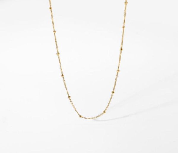 

pendant necklaces tarnish waterproof stainless steel thin bead chain necklace for women minimalist trendy stacking choker4588160, Silver