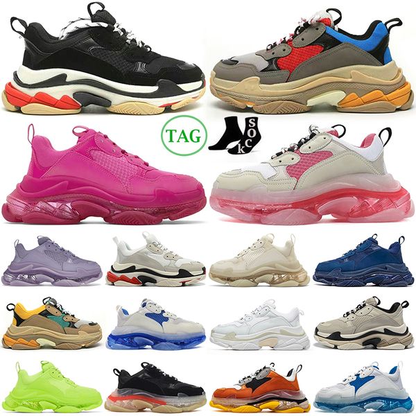 

triple s shoes designer sneakers casual men women platform clear sole black white grey red blue neon green beige pink mens womens outdoor tr