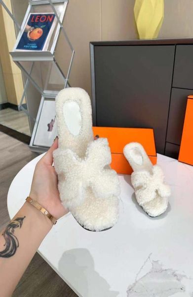 

teddy bear plush slippers fashion leather lamb hair women039s shoes allmatch flat indoor flipflops black white pink brown siz4946997