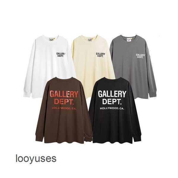 

tshirts t shirt dept galleryes 2023 autumn mens los angeles fashion letter print long sleeve loose underlay, White;black