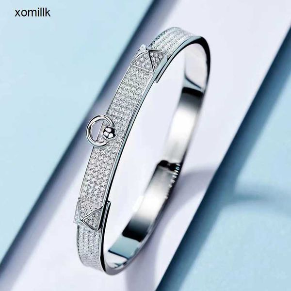 

hermm classics bracelet silver 18k gold diamond bracelet women s fashion style platinum full wide door buckle light luxury, Black