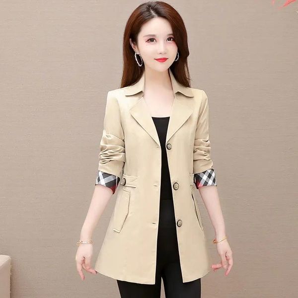 

raincoats 2022 new spring autumn trench coat women's clothes fashion slim longsleeved windbreaker female casual outwear gabardina mujer, Black