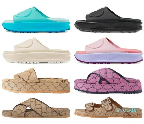 

platform designer slippers women interlocking g slide sandal foam rubber sandals with box5728366, Black