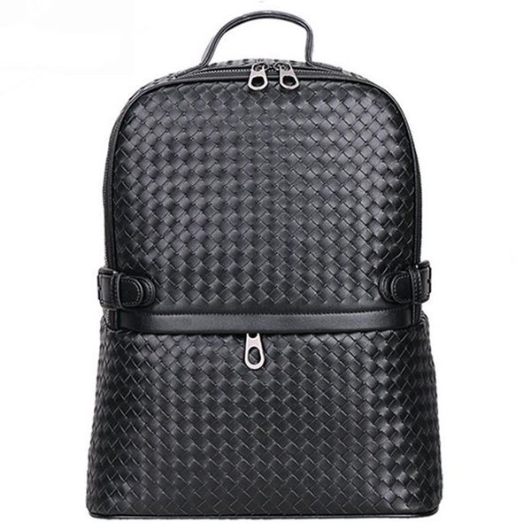 

vintage hand weaving genuine leather backpacks men women school backpacks travel bags big canvas backpack large lapbook bag ha268y