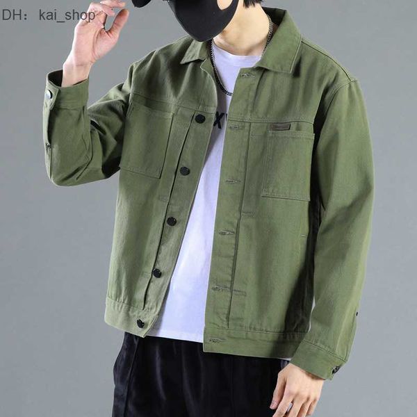 

men's fur & faux chaopai autumn denim coat korean version trendy and handsome slim fit large casual work 71, Black