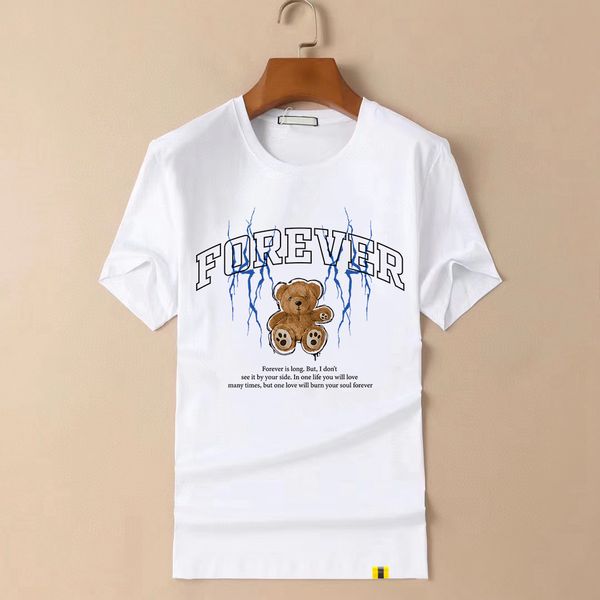 

famous mens t shirt letter print round neck short sleeve black white fashion men women tees, White;black